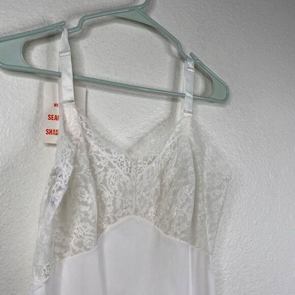 Vintage Fit Rite Lingerie Slip Dress Shadow Panel Babydoll Coquette White 34 NWT - Picture 7 of 13
